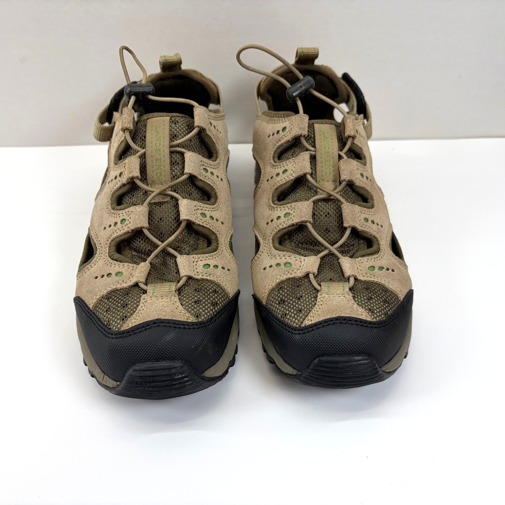 Lands End Water Shoes Hiking Sandals Tan Green Mens Size 8 B VGC - Picture 3 of 13